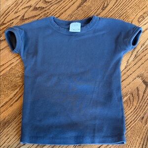 Zara Kids Ribbed Short Sleeve Tee - Navy Blue